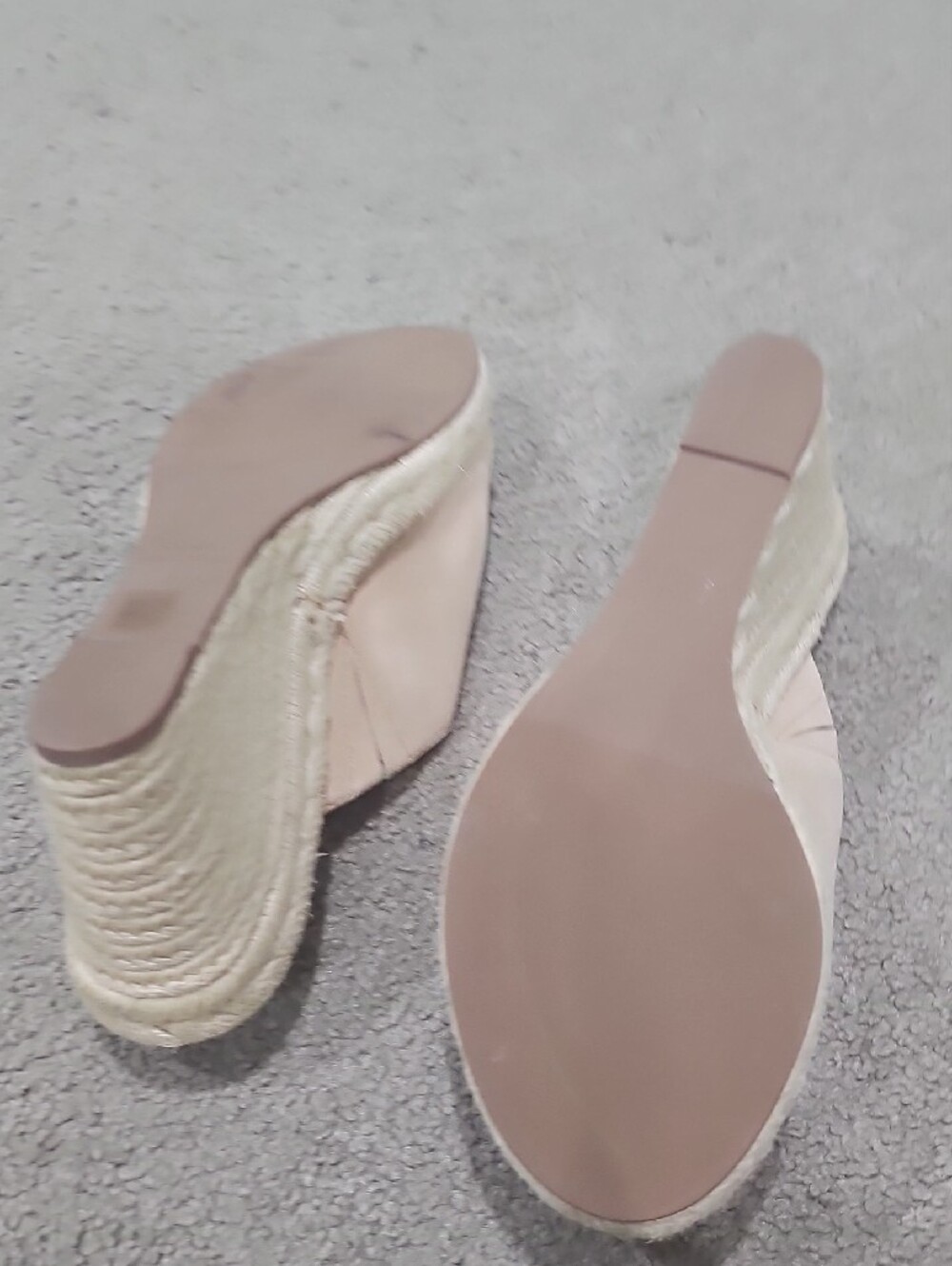 Stuart Weitzman Dusty Pink/beige Suede Espadrille Wedge Slides - Picture 5 of 7